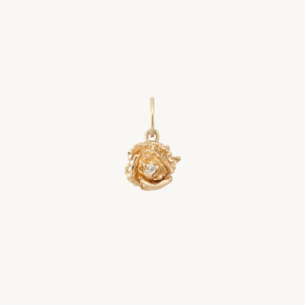 Dewy Diamond Rose Charm