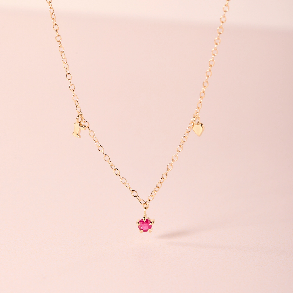 Confetti Custom Three Gold Charm Necklace